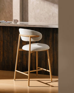 Rowan Oatmeal Chenille Bar Stools [65cm] [Pre-Order]