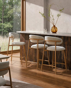 Rowan Oatmeal Chenille Bar Stools [65cm] [Pre-Order]