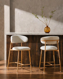 Rowan Oatmeal Chenille Bar Stools [65cm] [Pre-Order]
