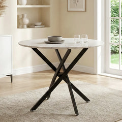 Clarris Marble Pattern Round Dining Table [for 4-6]