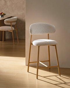 Rowan Oatmeal Chenille Bar Stools [65cm] [Pre-Order]