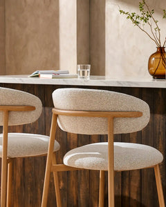 Rowan Oatmeal Chenille Bar Stools [65cm] [Pre-Order]