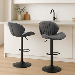 Caryol Faux Leather Bar Stool [Height Adjustable][Set of 2]