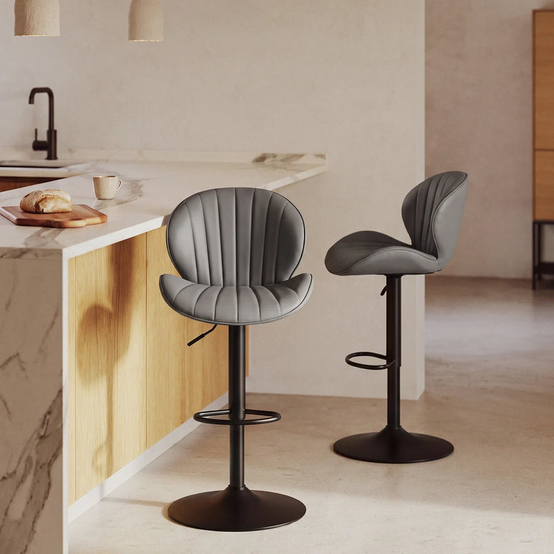 Caryol Faux Leather Bar Stool [Height Adjustable][Set of 2]