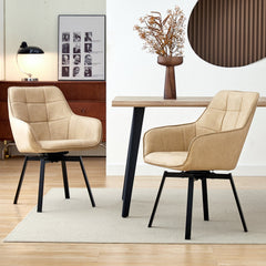 Danyl Faux Leather Swivel Dining Chairs