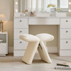 Faye Cream Vanity Stool