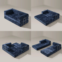 Hugo Navy Blue Vacuum-Packed Convertible Sofa Bed