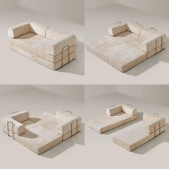 Hugo Cream Vacuum-Packed Convertible Sofa Bed