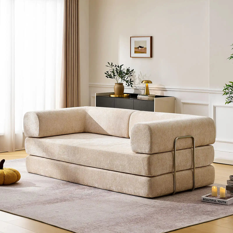 Hugo Cream Vacuum-Packed Convertible Sofa Bed