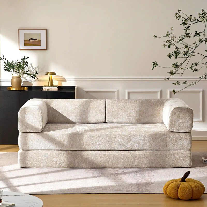 Hugo Khaki Vacuum-Packed Convertible Sofa Bed