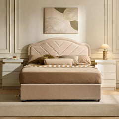 Luniva Cream LED Double Bed Frame