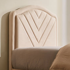 Luniva Cream LED Single Bed Frame