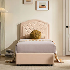 Luniva Cream LED Single Bed Frame