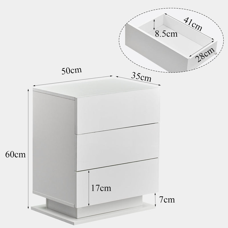 Mario LED Light Bedside Table [3 Drawers]