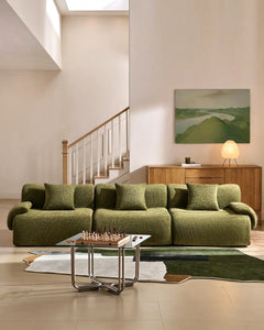 Nola Green Chenille Vacuum-Packed Modular Sofa