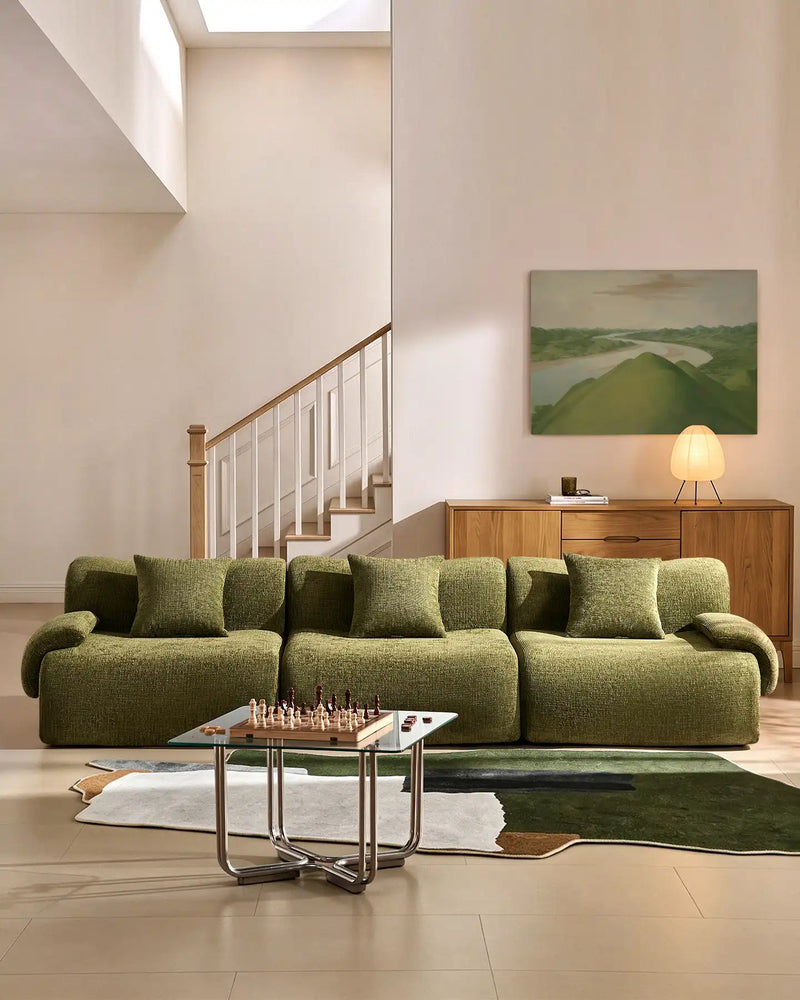Nola Green Chenille Vacuum-Packed Modular Sofa