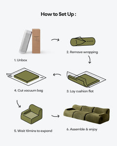 Nola Green Chenille Vacuum-Packed Modular Sofa