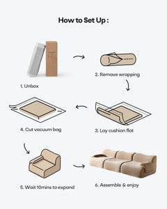 Nola Khaki Chenille Vacuum-Packed Modular Sofa
