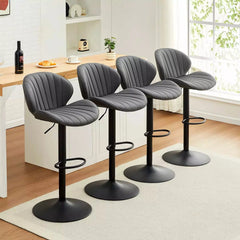 Caryol Faux Leather Bar Stool [Height Adjustable][Set of 2]