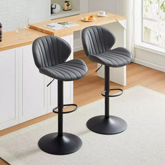 Caryol Faux Leather Bar Stool [Height Adjustable][Set of 2]